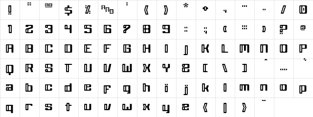 Leuitanant Regular  glyph index