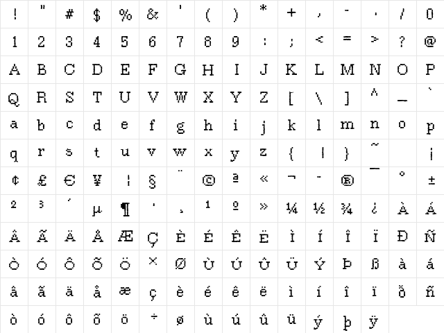 Rough37 Bold  glyph index