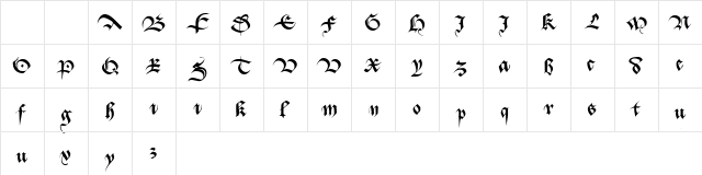 Batarde Regular  glyph index