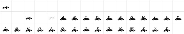 KR Nick's Lil' Racer Regular  glyph index