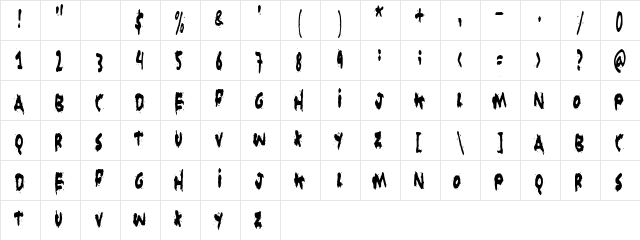 Halloween_Grunt Reaper Regular  glyph index