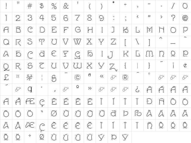 Edda Regular  glyph index