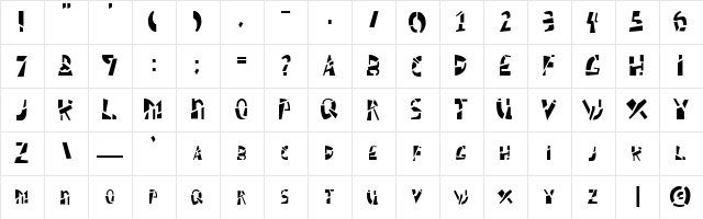 Schizm Regular  glyph index