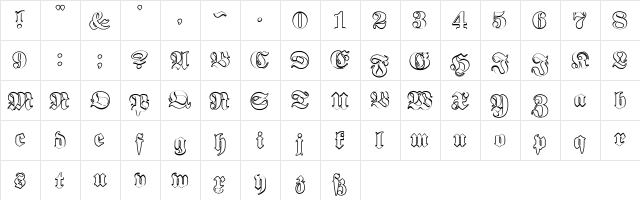 Proclamate Outline Heavy  glyph index