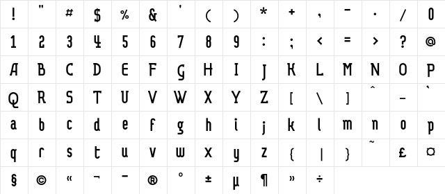 DvaProbelaC Regular  glyph index