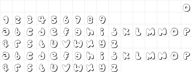 Floated Bubbles Regular  glyph index