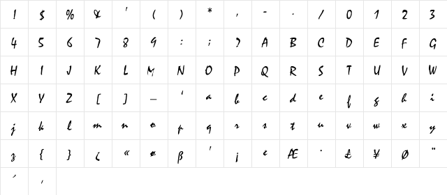 Mystic Regular  glyph index