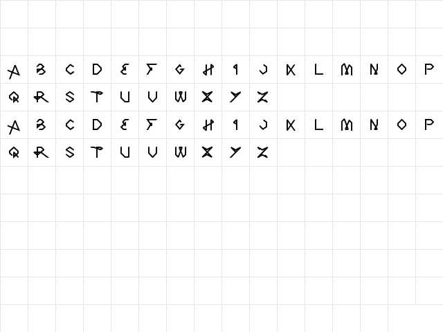 THE ART Regular  glyph index