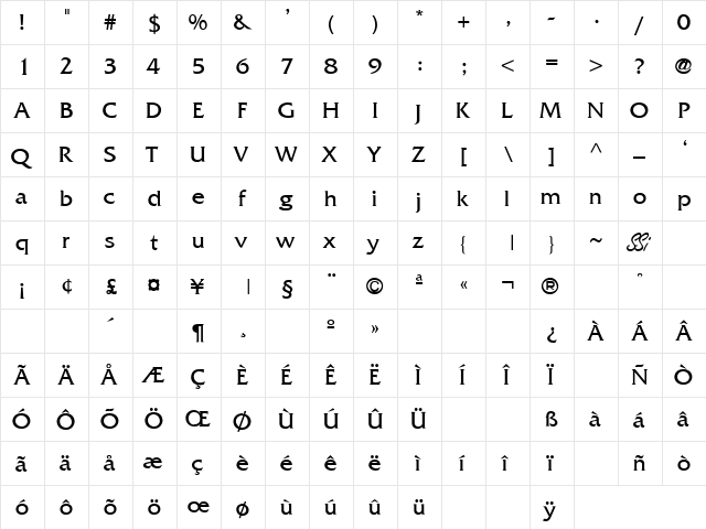 Muster Light SSi Light  glyph index