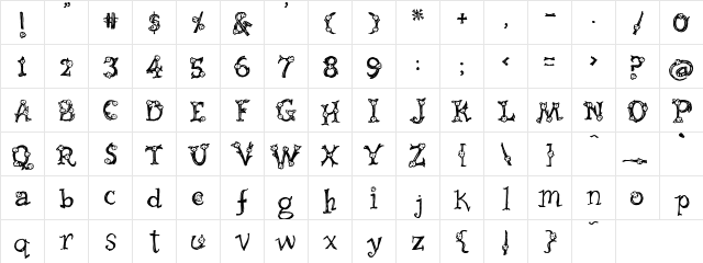 PC Flower Regular  glyph index