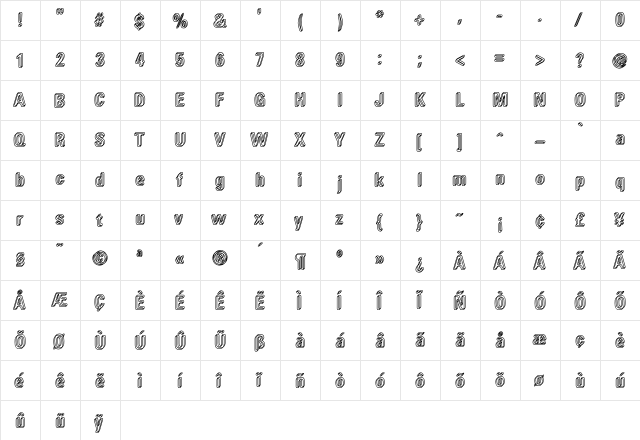 LowTech Fat  glyph index