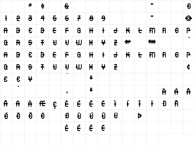 Luncheonette Capital Regular  glyph index