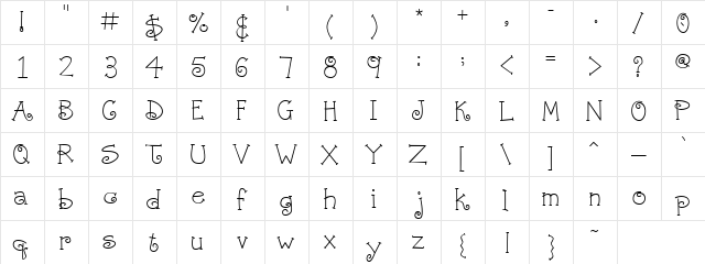 Scrap Swirl Regular  glyph index