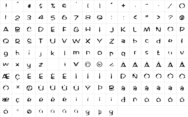 FZ WACKY 59 Normal  glyph index