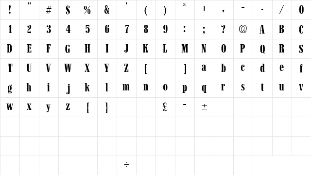 QuesadaSSK Regular  glyph index