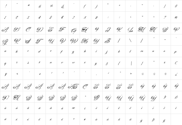 Gibrael Regular  glyph index