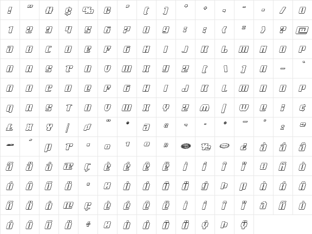 Nicomedia Outline Italic Outline Italic  glyph index