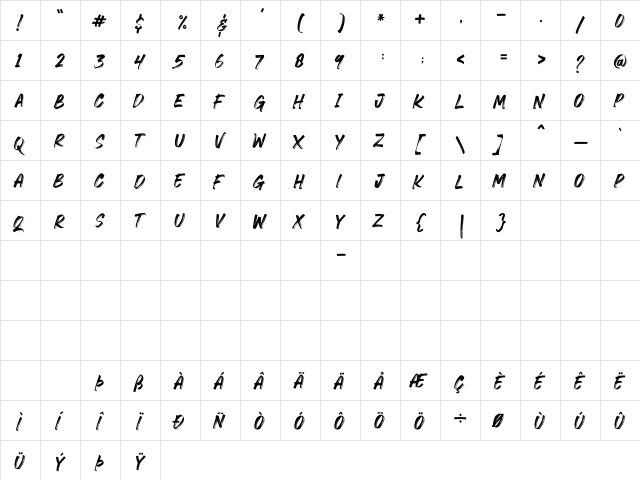CRACKERS BRUSHER Regular  glyph index