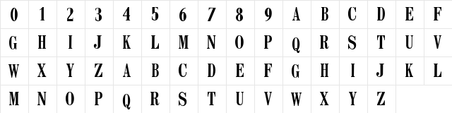 NHL Washington Regular  glyph index