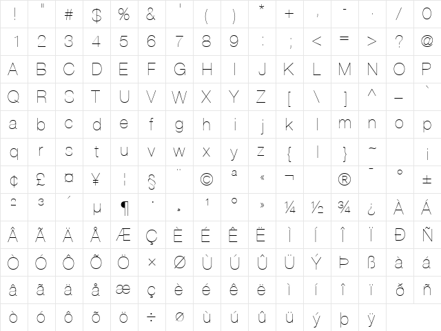ContextRepriseLightSSK Regular  glyph index
