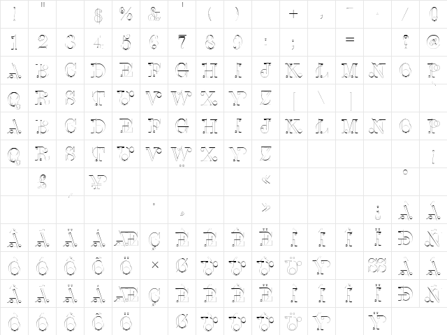 LTClascon Regular  glyph index