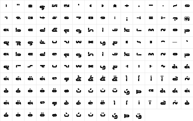 Padomela LDR Regular  glyph index