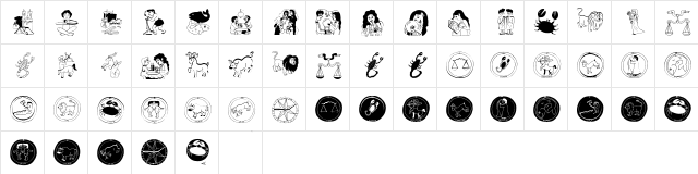 Horoscopish Regular  glyph index