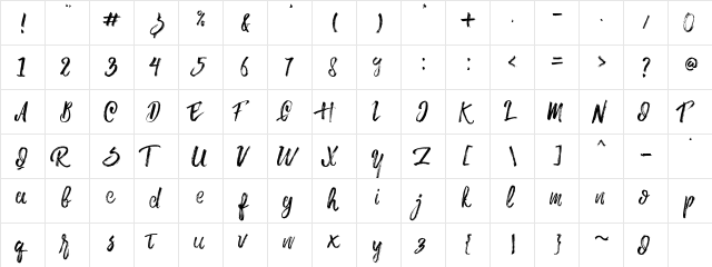 Rowo Typeface Regular  glyph index