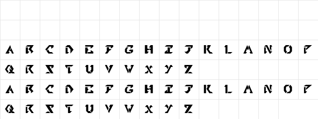 Kaligraphy Regular  glyph index