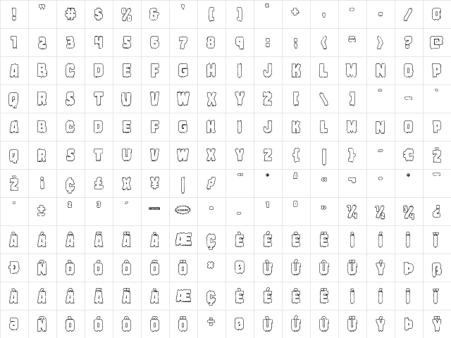 Marsh Thing Outline Regular  glyph index