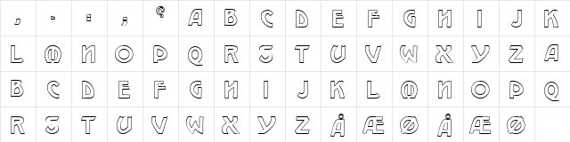 W.J. Pearce hollow Regular  glyph index