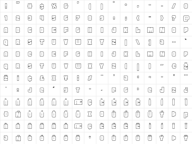 Funk Machine Outline Regular  glyph index