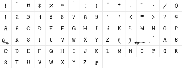 Ghosttown BC Plain  glyph index