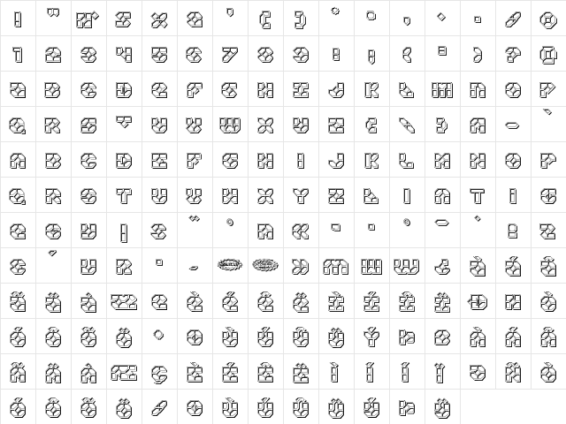 Zoom Runner Engraved Regular  glyph index
