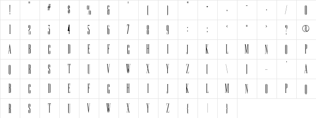 Kuzma Regular  glyph index