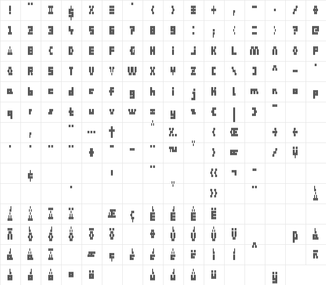 DS Okinami55R Regular  glyph index