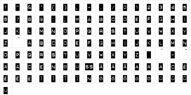 Dynamoe Medium  glyph index