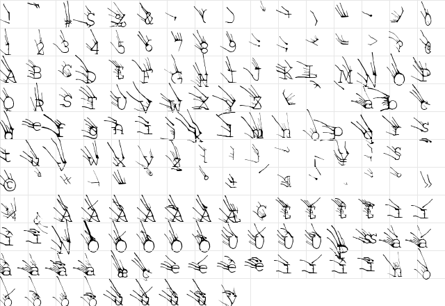LinotypeGrassy Regular  glyph index