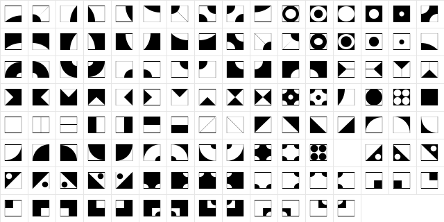 Deco Blocks Regular  glyph index