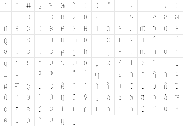 Curvature Regular  glyph index