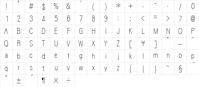 DFGKinBun-W3 Regular  glyph index