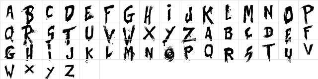 Bates Shower Regular  glyph index