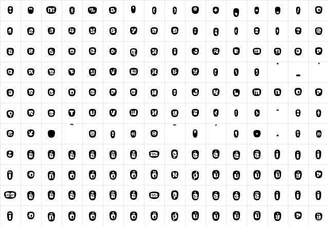 Blackcurrant Cameo  glyph index