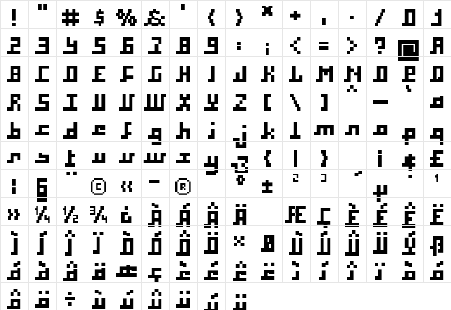 Square Bold  glyph index
