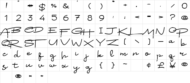 Arsokiela Regular  glyph index