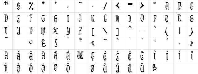 Drop Regular  glyph index