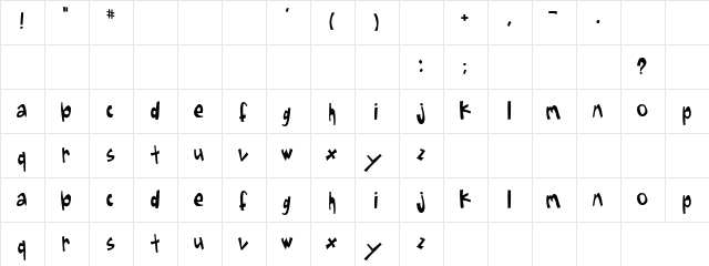 Judgement Day Regular  glyph index