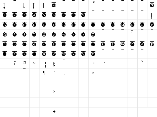 Party Time Regular  glyph index