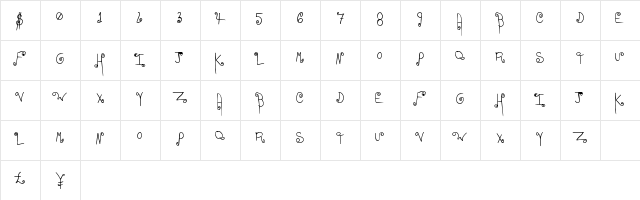 EasyRomance Regular  glyph index