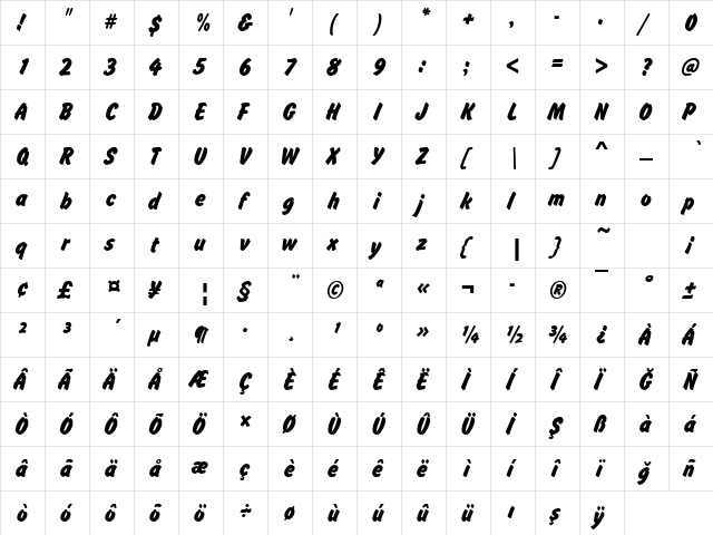 00968 Regular  glyph index